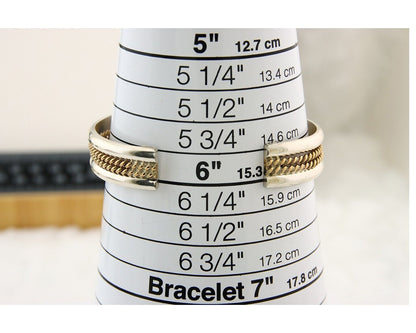 Navajo Bracelet 925 Silver Native American Handmade Yellow Gold Plated Cuff C80s
