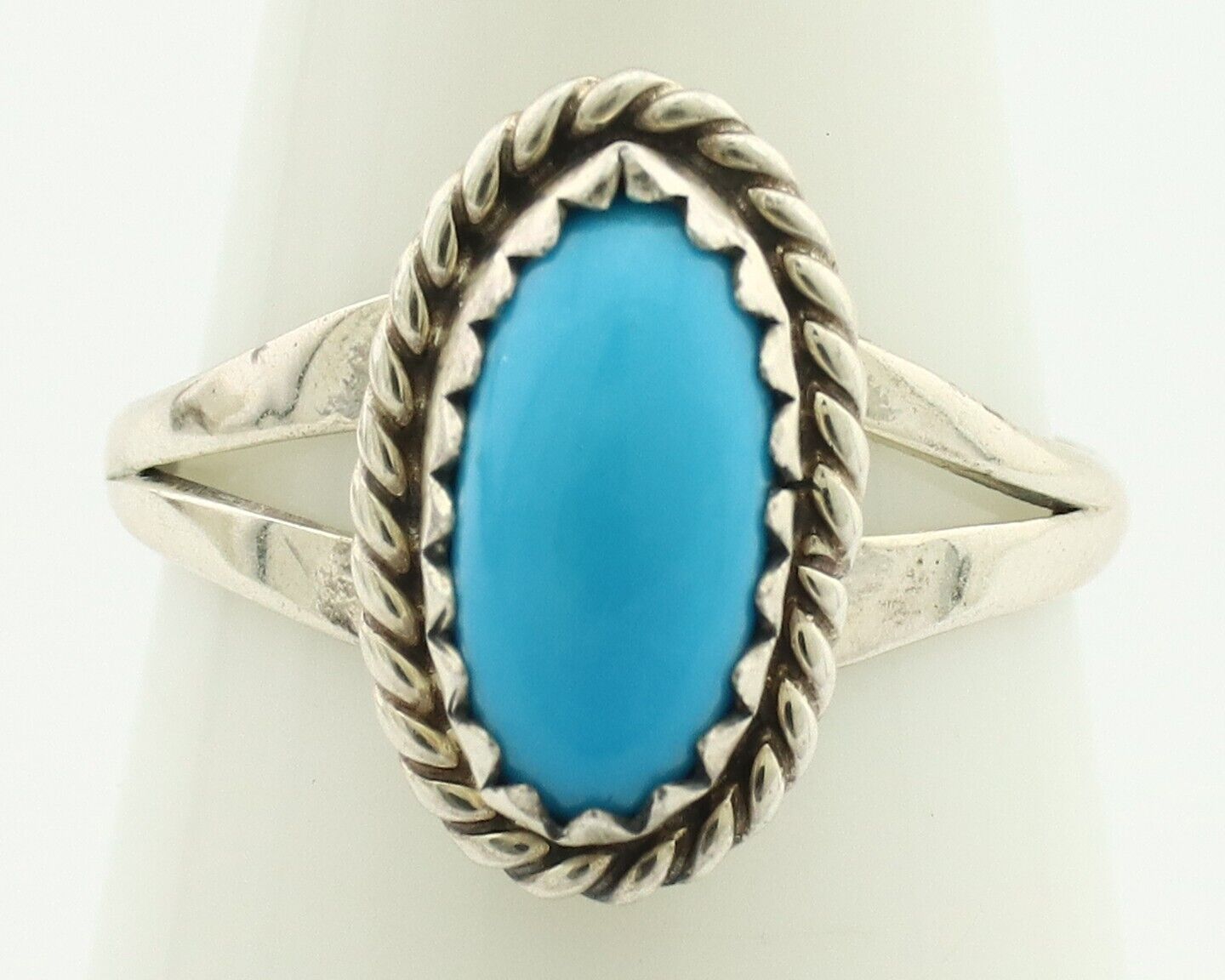 Navajo Ring .925 Silver Sleeping Beauty Turquoise Native American Artist C.80's