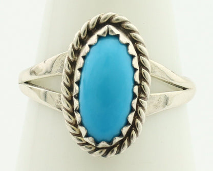 Navajo Ring .925 Silver Sleeping Beauty Turquoise Native American Artist C.80's