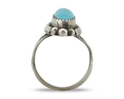Navajo Ring .925 Silver Sleeping Beauty Turquoise Native American Artist C.80's
