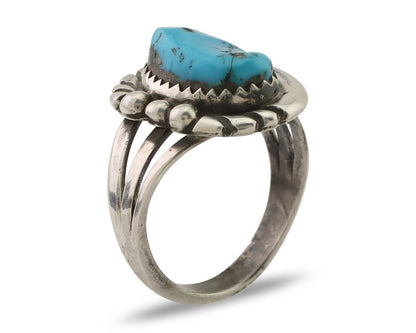 Navajo Ring 925 Silver Sleeping Beauty Turquoise Native American Artist C.80's
