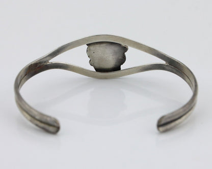 Navajo Bracelet 925 Silver Natural Red Coral Native American Artist C.80's