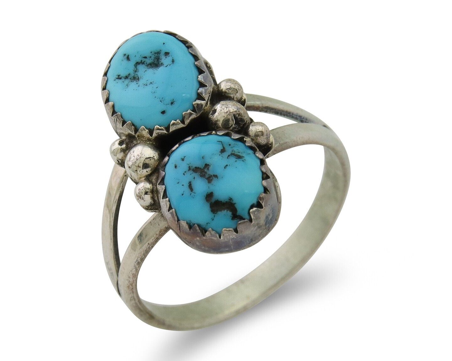 Navajo Ring 925 Silver Sleeping Beauty Turquoise Native American Artist C.80's