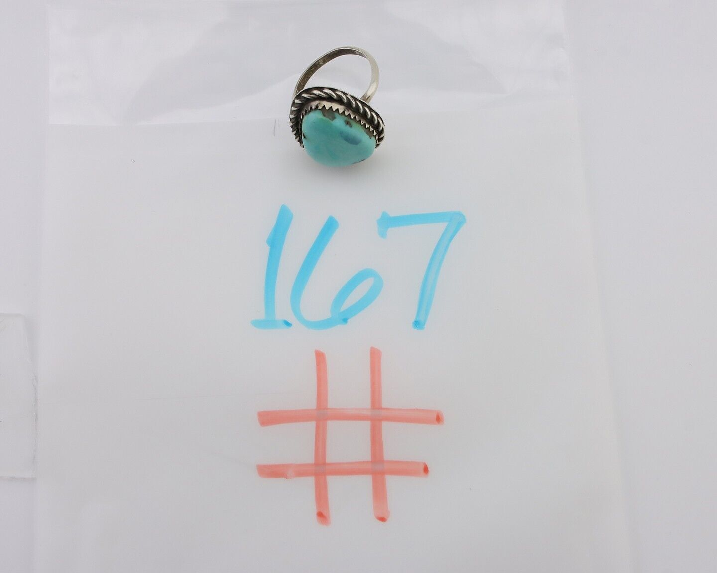 Navajo Ring 925 Silver Natural Turquoise Native American Artist C.80's