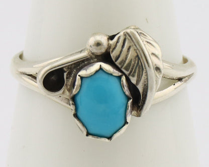 Navajo Ring .925 Silver Sleeping Beauty Turquoise Native American Artist C.80's