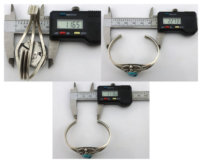 Navajo Bracelet 925 Silver Sleeping Beauty Turquoise Artist Signed MLS C.80's