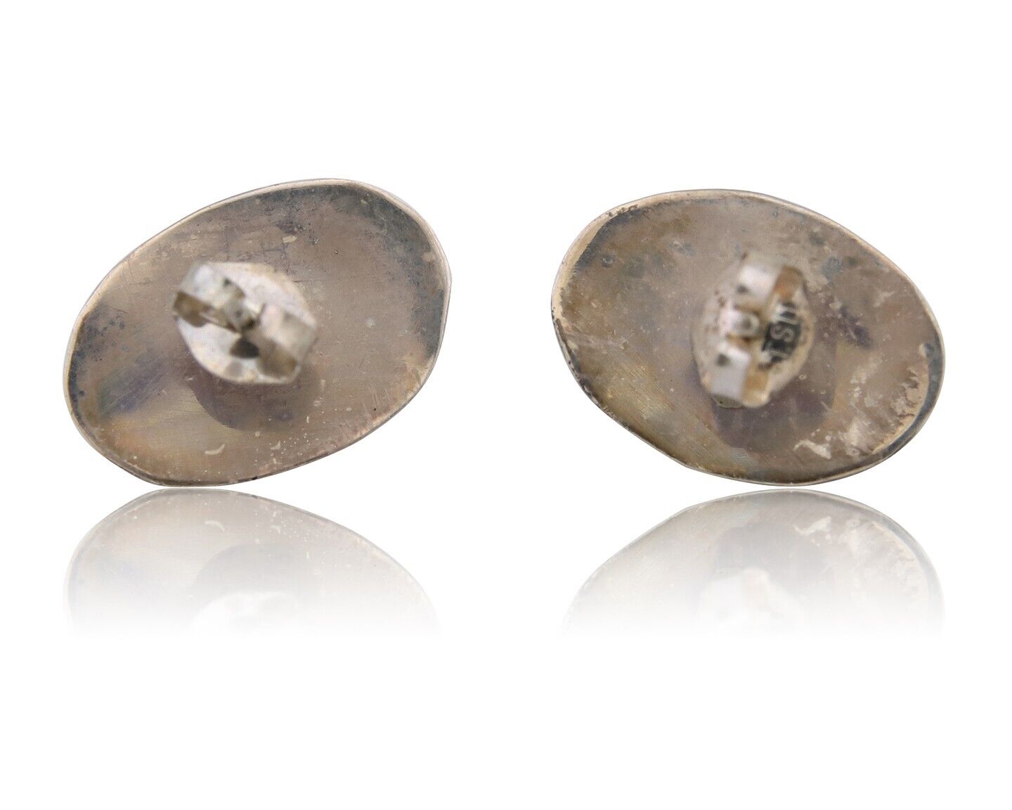 Navajo Shield Earrings 925 Silver Natural Turquoise Native American Artist C.80s