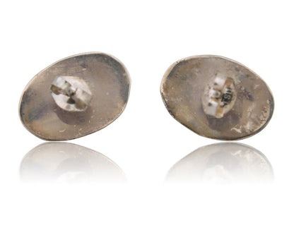 Navajo Shield Earrings 925 Silver Natural Turquoise Native American Artist C.80s