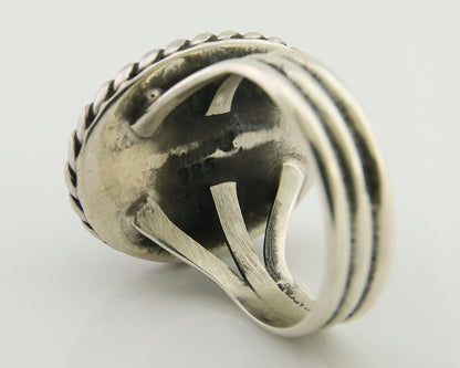 Navajo Ring 925 Silver Natural Malachite Native American Artist C.80's
