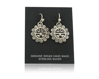 Navajo Tiwa Sun Earrings Sterling Silver Dangle Vintage Authentic