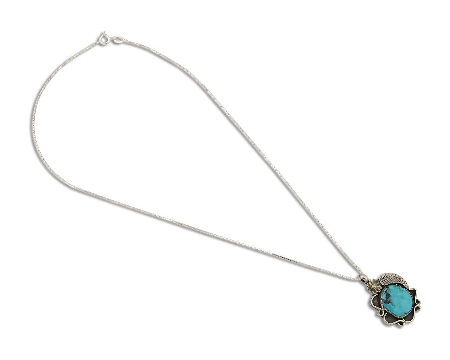 Navajo Necklace 925 Silver Natural Turquoise Native Artist C.80's