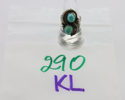 Navajo Ring 925 Silver Natural Blue Green Turquoise Signed MC C.80's