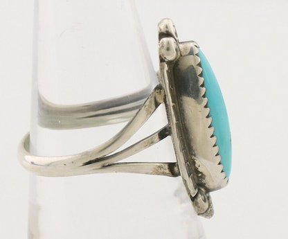 Navajo Ring 925 Silver Sleeping Beauty Turquoise Artist Signed SC C.80's