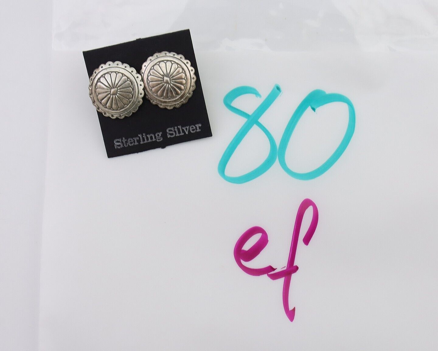 Navajo Small Shield Earrings 925 Silver Native American Artist C.80's