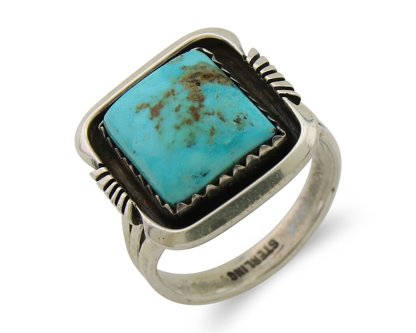 Navajo Ring 925 Sterling Silver Turquoise Native American Artist C.80's
