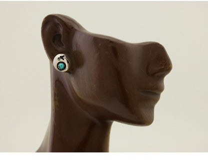 Navajo Handmade Earrings 925 Silver Turquoise Native American Artist C.80's