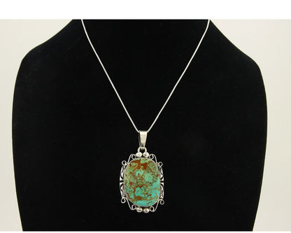 Navajo Necklace 925 Silver Natural Turquoise Artist Signed Gecko C.80's