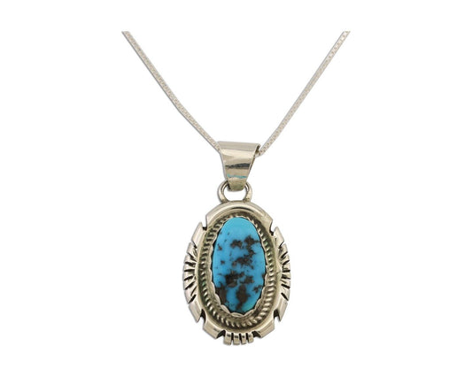 Navajo Necklace 925 Silver Sleeping Beauty Turquoise Signed Jon McCray C.85