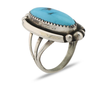 Navajo Ring .925 Silver Sleeping Beauty Turquoise Signed SkyStone Creations C80s