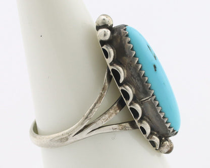 Navajo Ring .925 Silver Sleeping Beauty Turquoise Signed SkyStone Creations C80s