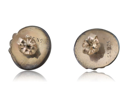 Navajo Earrings 925 Silver Natural Malachite Native American Artist C.80's