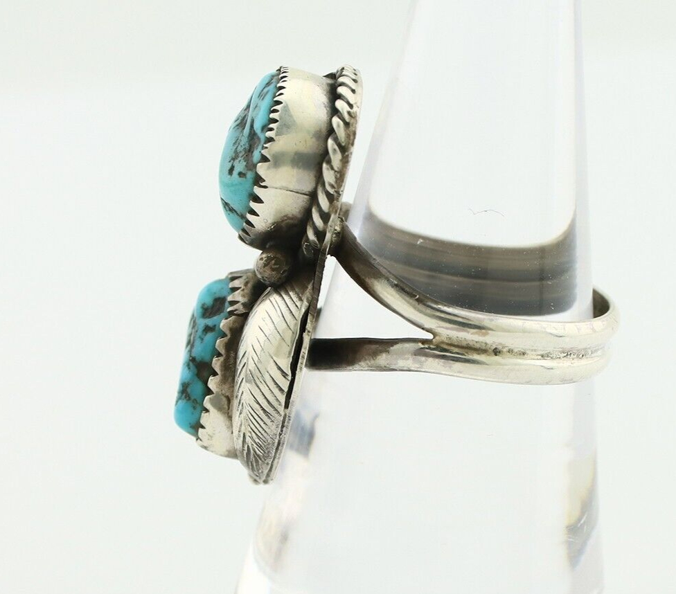 Navajo Ring 925 Silver Sleeping Beauty Nugget Turquoise Native Artist C.80's