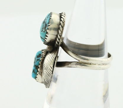 Navajo Ring 925 Silver Sleeping Beauty Nugget Turquoise Native Artist C.80's
