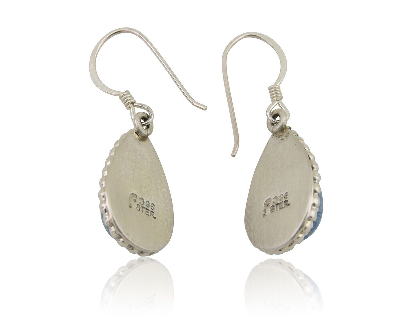 Navajo Earrings 925 Silver Blue Denim Lapis Artist Signed First Eagle C.80's