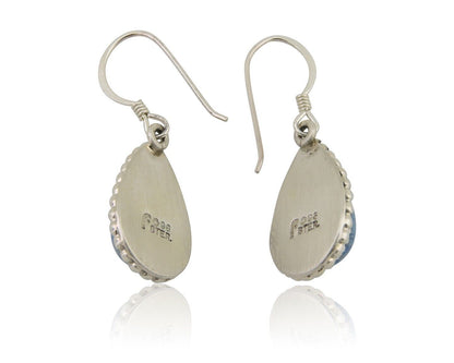 Navajo Earrings 925 Silver Blue Denim Lapis Artist Signed First Eagle C.80's