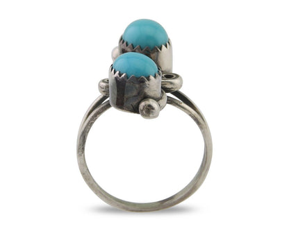 Navajo Ring 925 Silver Kingman Turquoise Native American Artist C.80's