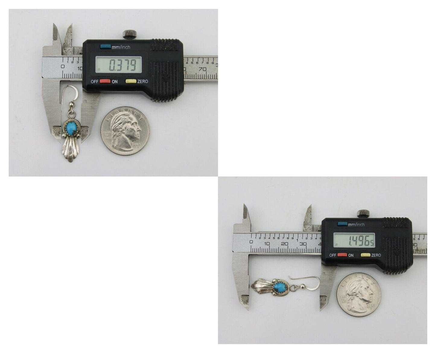 Navajo Earrings 925 Silver Blue Turquoise Artist Signed Kee Tsosie C.80's