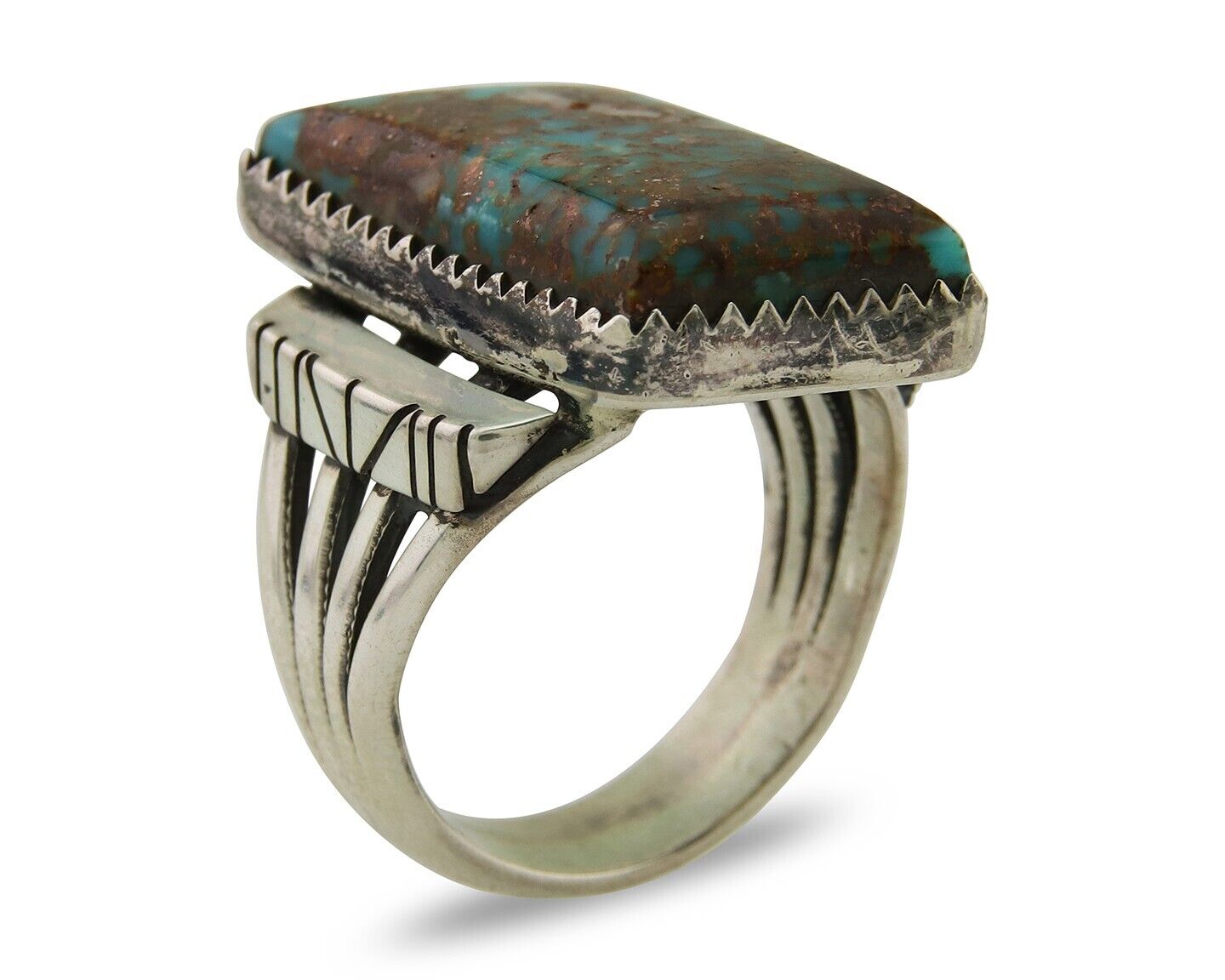 Navajo Ring .925 Silver Turquoise Artist Signed Fred Guerro C.80's