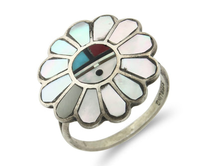 Vintage Zuni Ring 925 Sterling Silver Natural Gemstone Size 6.0