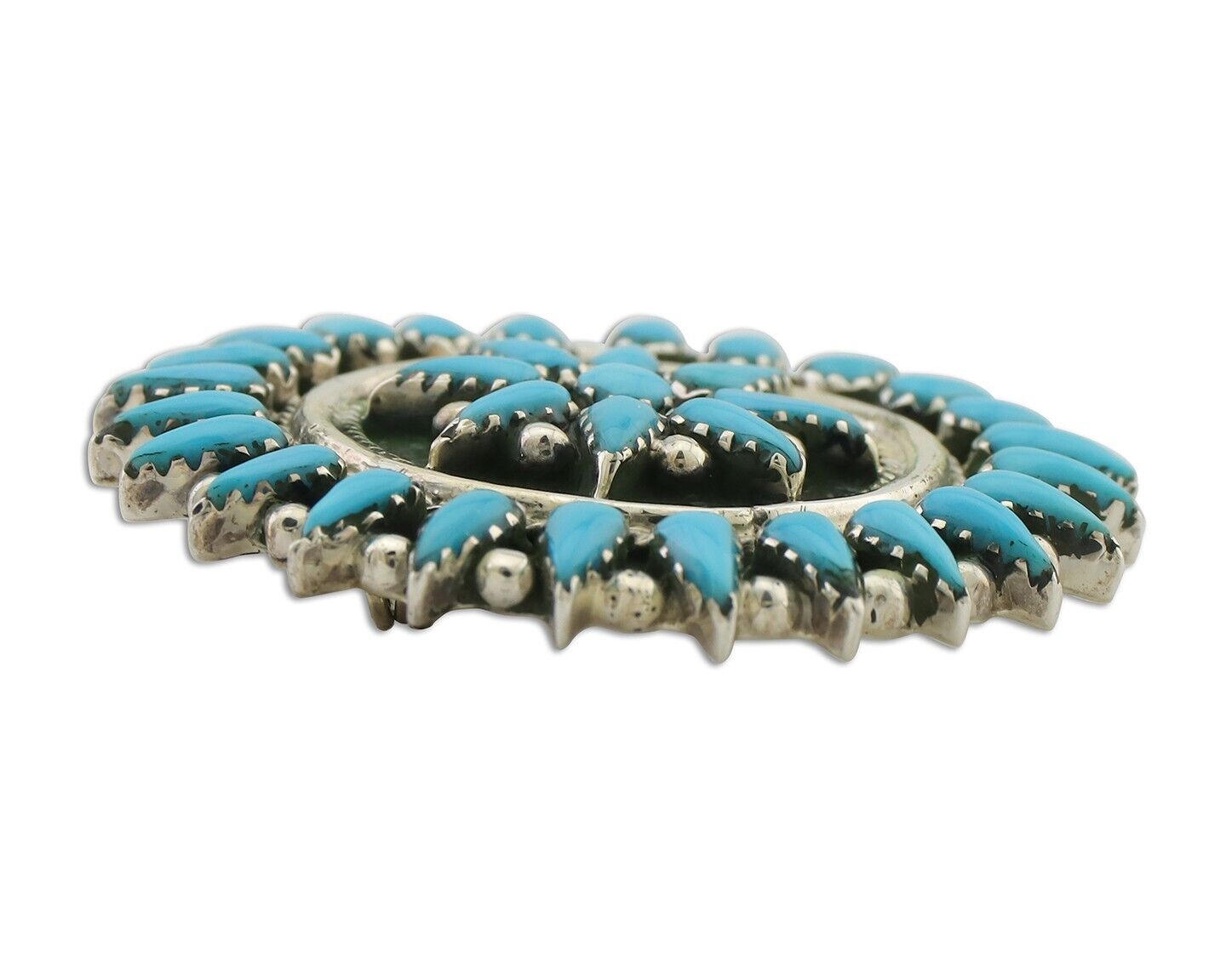 Navajo Pin Pendant 925 Silver Blue Turquoise Signed Benson Yazzie C.80's