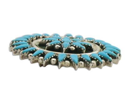 Navajo Pin Pendant 925 Silver Blue Turquoise Signed Benson Yazzie C.80's