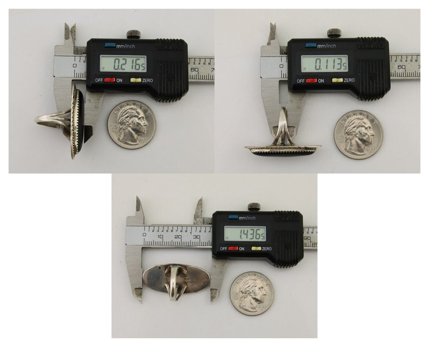 Navajo Ring 925 Silver Black Onyx Artist Signed William Denetdale C.80's