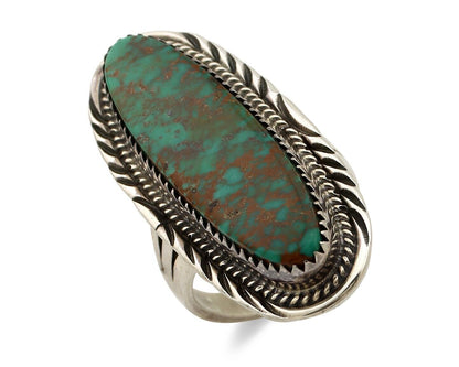 Navajo Ring 925 Silver Natural Mined Spiderweb Turquoise Artist Signed USA C.80s