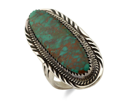 Navajo Ring 925 Silver Natural Mined Spiderweb Turquoise Artist Signed USA C.80s