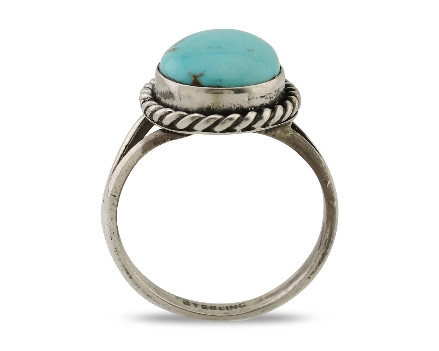 Navajo Ring 925 Silver Natural Blue Turquoise Native American Artist C.80's