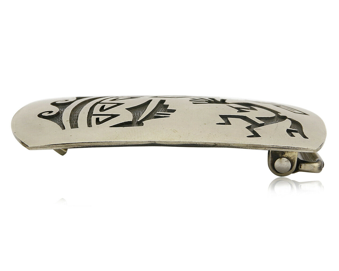 Navajo Belt Buckle .925 SOLID Sterling Silver Handmade Overlay Circa 1980's