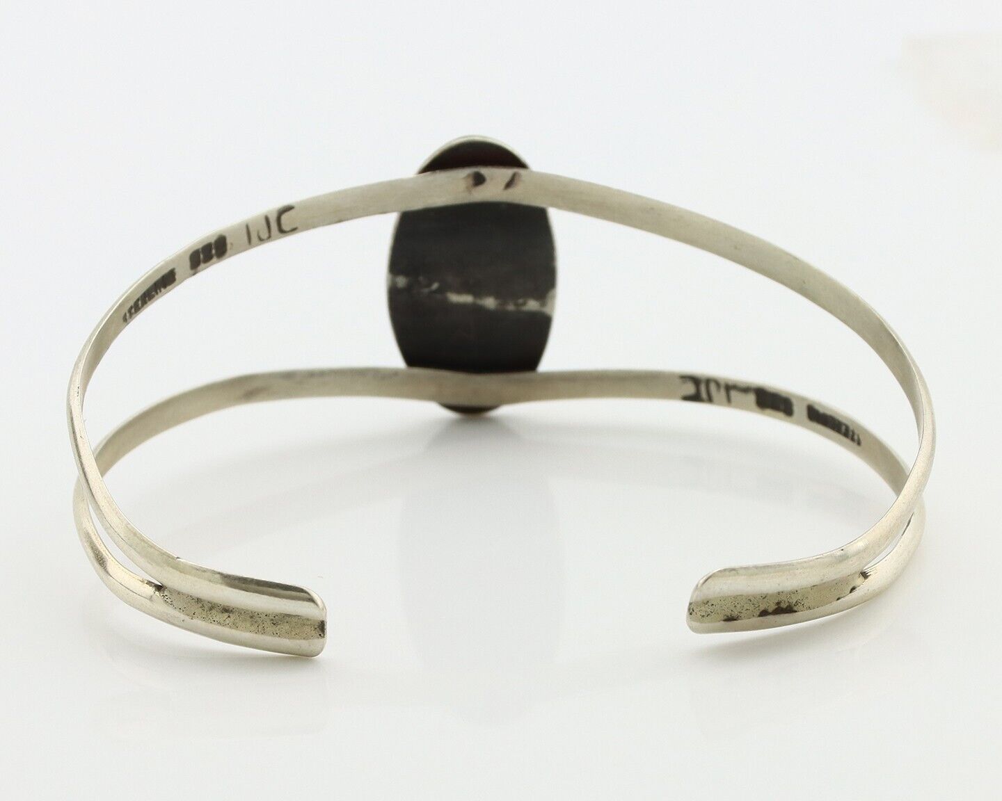 Navajo Bracelet 925 Silver Kingman Turquoise Artist Signed IJC C.80's