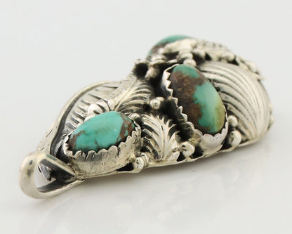 Navajo Pendant 925 Silver Natural Bisbee Turquoise Signed Tom Willeto C.80's