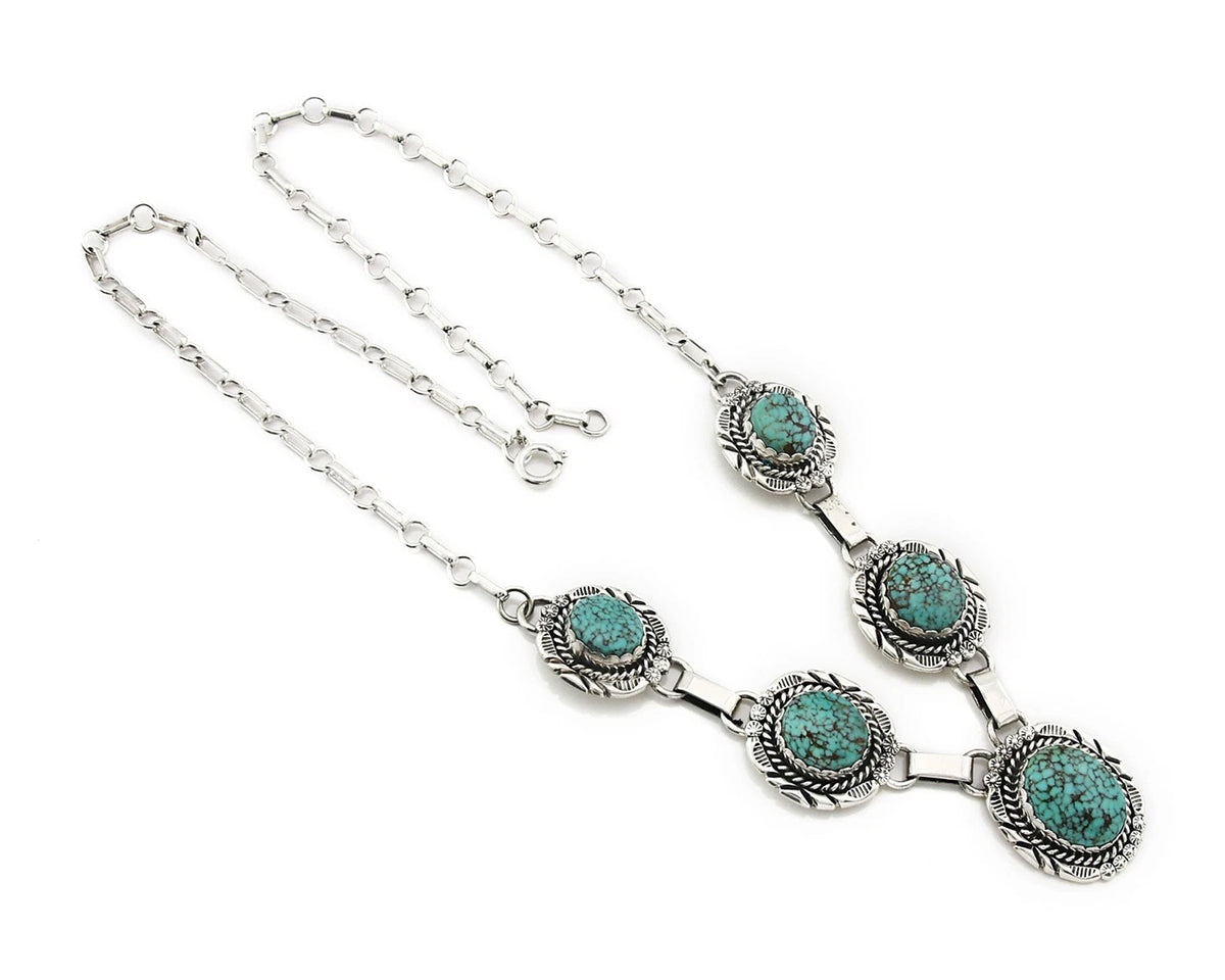 Navajo Necklace Earring Set Sterling Silver Vintage Native Artist Signed NE C80s