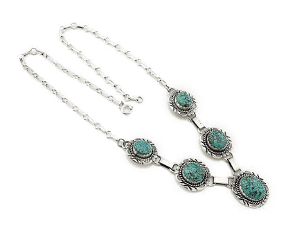 Navajo Necklace Earring Set Sterling Silver Vintage Native Artist Signed NE C80s