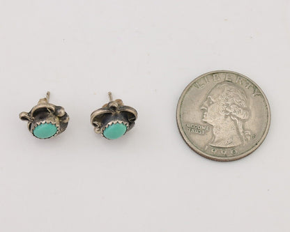 Navajo Handmade Earrings 925 Silver Natural Turquoise Native Artist C.80's