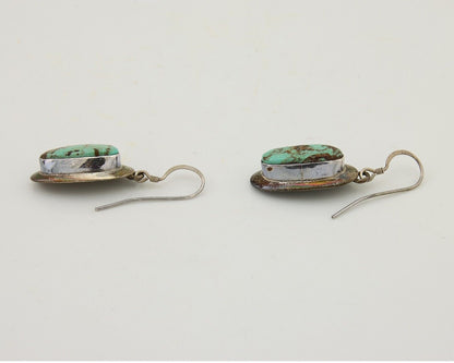 Navajo Shield Earrings 925 Silver Natural Blue Turquoise Signed Windmill C.80s