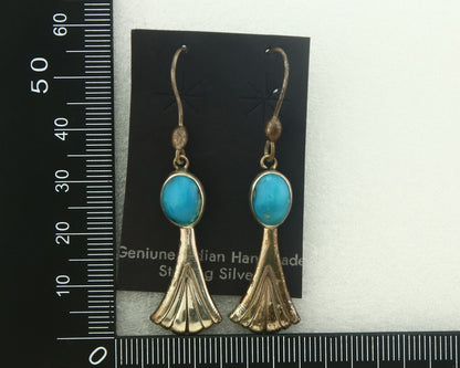 Navajo Earrings 925 Silver Natural Turquoise Native American Artist C.80's