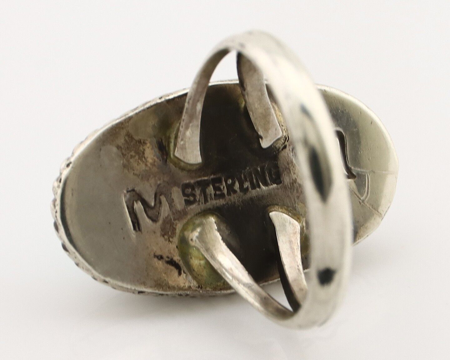 Navajo Ring 925 Silver Kingman Turquoise Artist Signed M Montoya C.80's