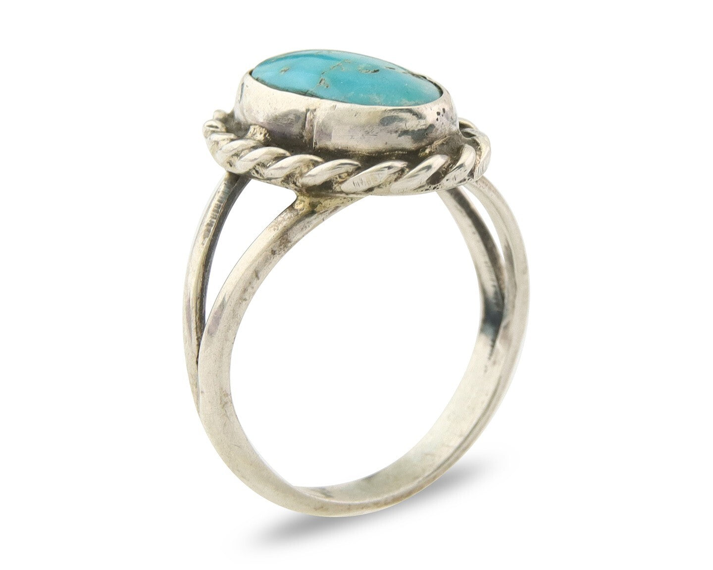 Navajo Ring 925 Sterling Natural Mined Arizona Turquoise C.80's Size 6.0