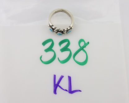 Navajo Ring 925 Silver Natural Blue Turquoise Native American Artist C.80's